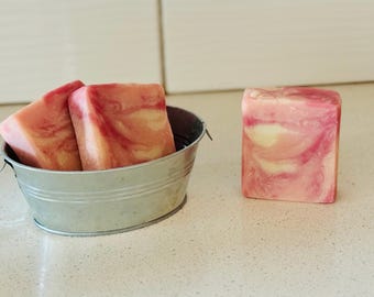 Jabón artesanal totalmente natural de rosa con suaves notas florales, jabón 100 % orgánico, ENVÍO RÁPIDO