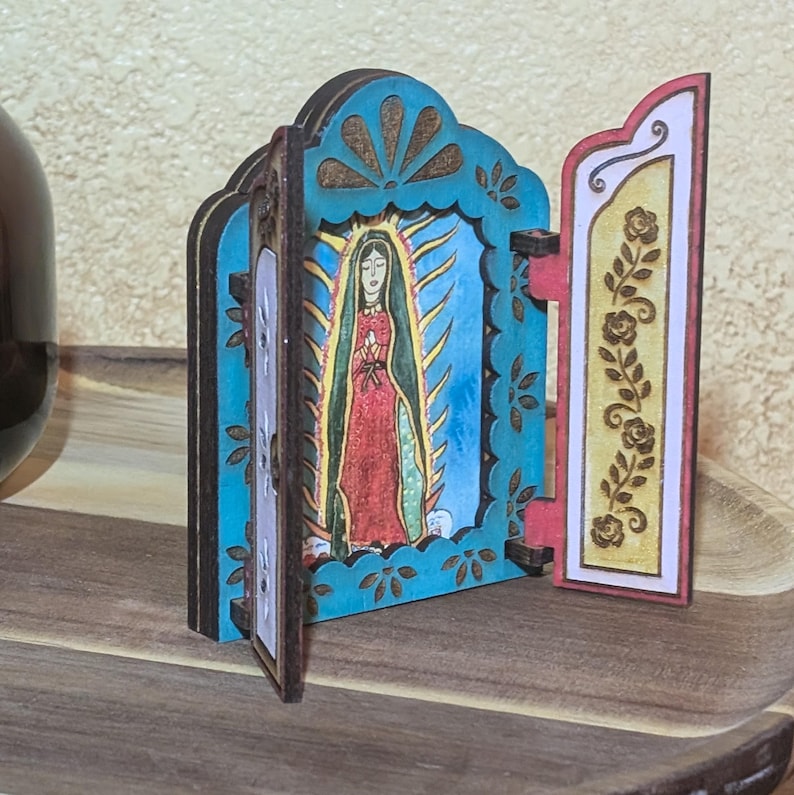 La Virgen De Guadalupe Retablo Nicho Shadow Box Finished Hand Painted ...