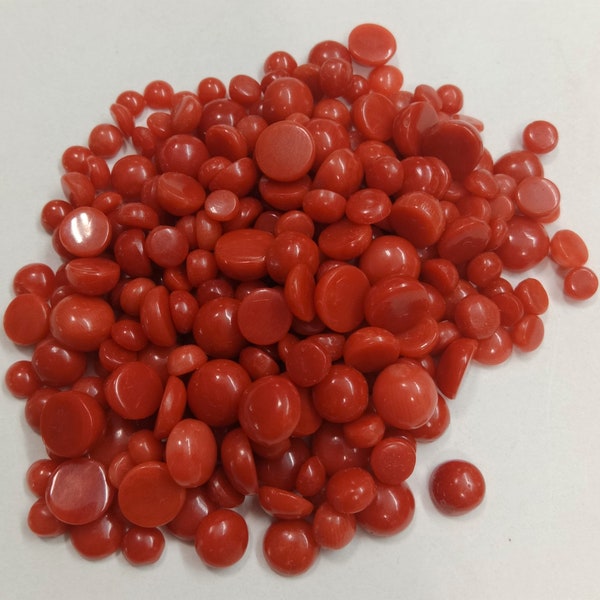 100% !!! Natural Italian Coral Rounds Cabochon..Size 4mm To 7mm...Red Colour..AAA Quality...Wholesale lot price...Newly listed!!