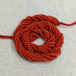 16 &quot;ZOLL 100% !! Natürliche Italienische Koralle ... Größe 3.50 mm .... Rote Farbe ....Runde Glatte Perlen ...AAA Qualität .....Großhandelspreis ...1 Strang !!!