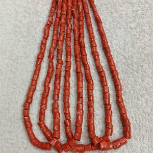 16&quot;INCHES 100%!! Natural Italian Coral...Smooth Heishi & Nuggets Beads,5mm To 7.50mm...Red Colour...AA Quality...Wholesale Price..1 Strand!!