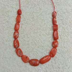 9&quot;INCHES 100%!! Natural Italian Coral Smooth Oval Beads.…AA Quality.....Free Size...Red Colour....Wholesale Price....1 Strand !!!