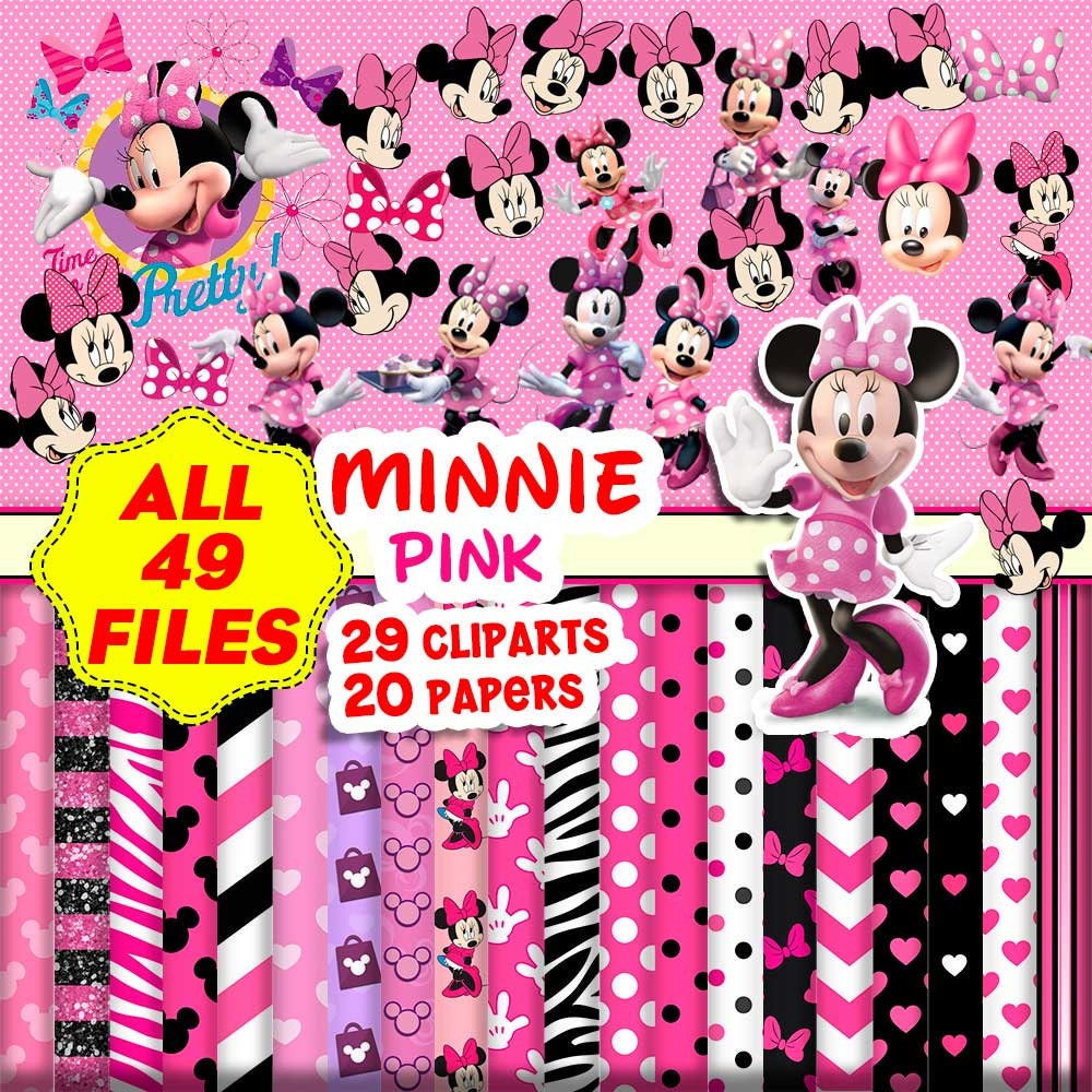 Minnie Clipart Minnie Paper Minnie PNG Minnie Digital Paper Download …