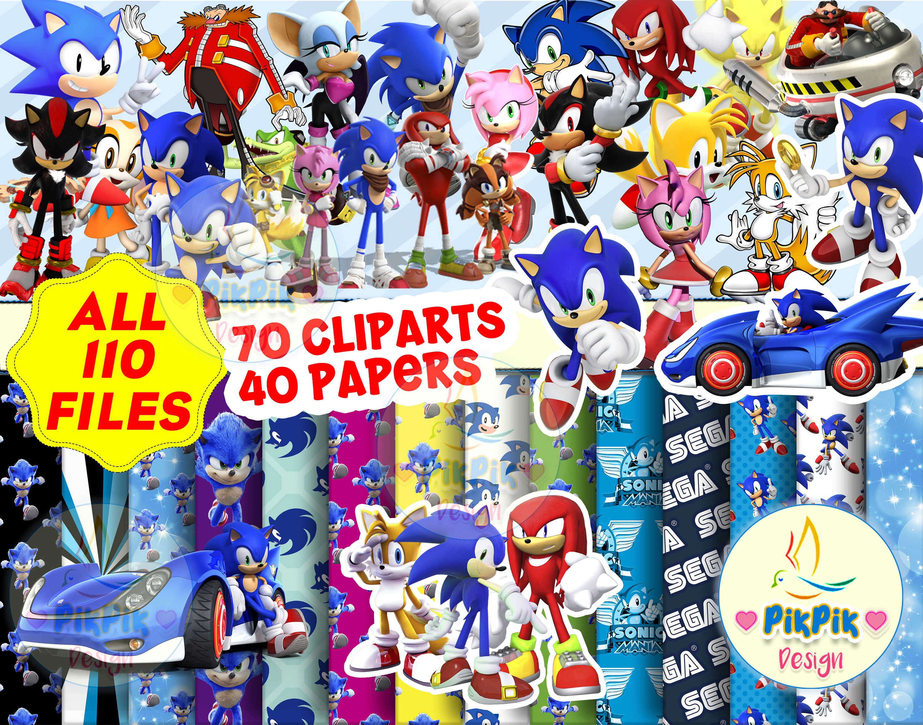 Sonic Clipart Sonic Paper Sonic PNG Sonic Digital Paper | Etsy