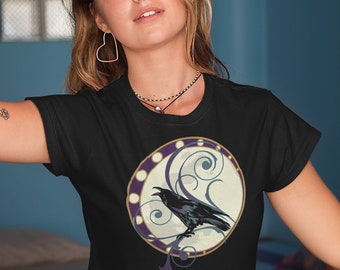 Viking Raven Witch Shirt, Crow And Moon Witchy Shirt, Crow T-Shirt, Raven T-Shirt, Norse Raven Witch T-Shirt