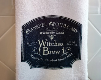 Witch Dish Towel, Witchy Kitchen Towel, Witches Brew Dish Towel, Halloween Kitchen Towel, Halloween Dish Towel, Witchy Kitchen Decor