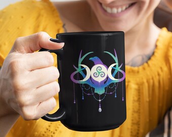 Witch Mug, Witchy Mug, Raven Celestial Mug, Halloween Mug, Halloween Witch Mug, Witchy Coffee Mug