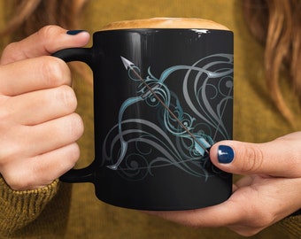 Archery Coffee Mug: Black Ceramic Archer Gift