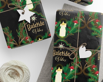 Papier cadeau Noël nature - Forêt de champignons