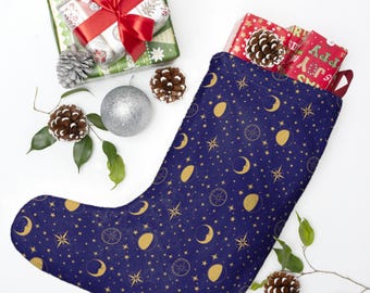 Celestial kerstsok - Star Moon-sok, vakantiesok, kerstdecor,