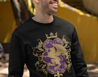 Griffin Sweatshirt: Gold Crown Mythology Gryphon Sweater