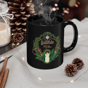 Yule Mushroom Forest Mug, Christmas Mug, Yuletide Vibes Mug, Nature Mug, Forest Mug