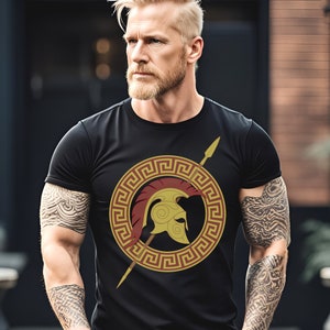 Camiseta de guerrero espartano para hombre: Desata el poder de la mitología griega