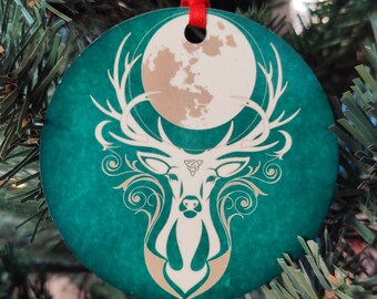 Décoration de Noël cerf lune mystique : décoration de Noël céleste