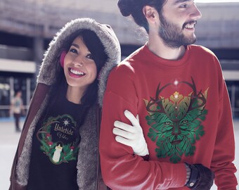 Celtic Green Man Nature Yule Sweatshirt, Christmas Sweatshirt, Holiday Sweatshirt, Nature Sweatshirt, Christmas Sweater