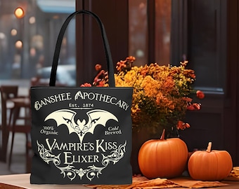 Vampire Halloween Tote Bag: Dark Academia Goth Style