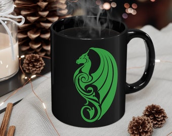 Dragon Mug, Celtic Dragon Mug, Celtic Mug, Fantasy Dragon Mug, Mythology Mug, Coffee Mug, 11oz