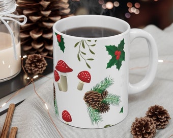 Yule Coffee Mug: Mushroom Forest Christmas Mug