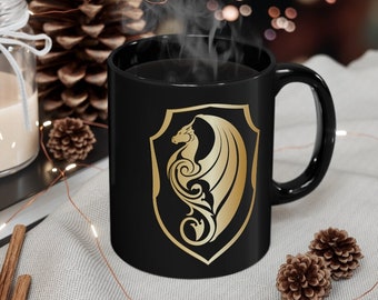 Gold Fantasy Dragon Mug, Dragon Mug, Celtic Mug, Mythology Mug, Coffee Mug