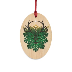 Celtic Green Man Nature Wood Yule Ornament, Yule Ornament, Holiday Ornament, Nature Ornament