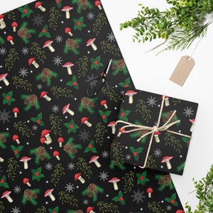 Yule Mushroom Forest Wrapping Paper, Christmas Wrapping Paper, Yule Wrapping Paper, Woodland Wrapping Paper, Custom Wrapping Paper