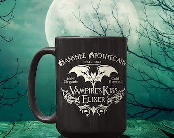 Halloween Gothic Vampire Bat Coffee Mug, Fall Mug, Halloween Mug, Spooky Mug, Fall Gift