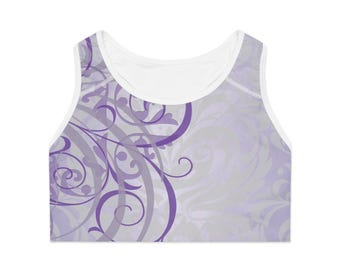 Top esportivo roxo com estampa boho | Top de ioga