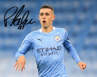 Impresión fotográfica A4 firmada por Phil Foden Manchester City