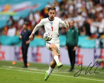 Impresión fotográfica A4 con copia firmada de Jack Grealish Inglaterra