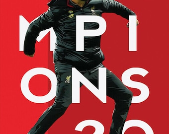 Impresión fotográfica A4 de Jurgen Klopp Liverpool Champions 2019/2020