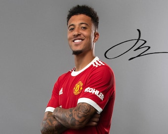 Jadon Sancho Manchester United Signed Copy A4 Photo Print