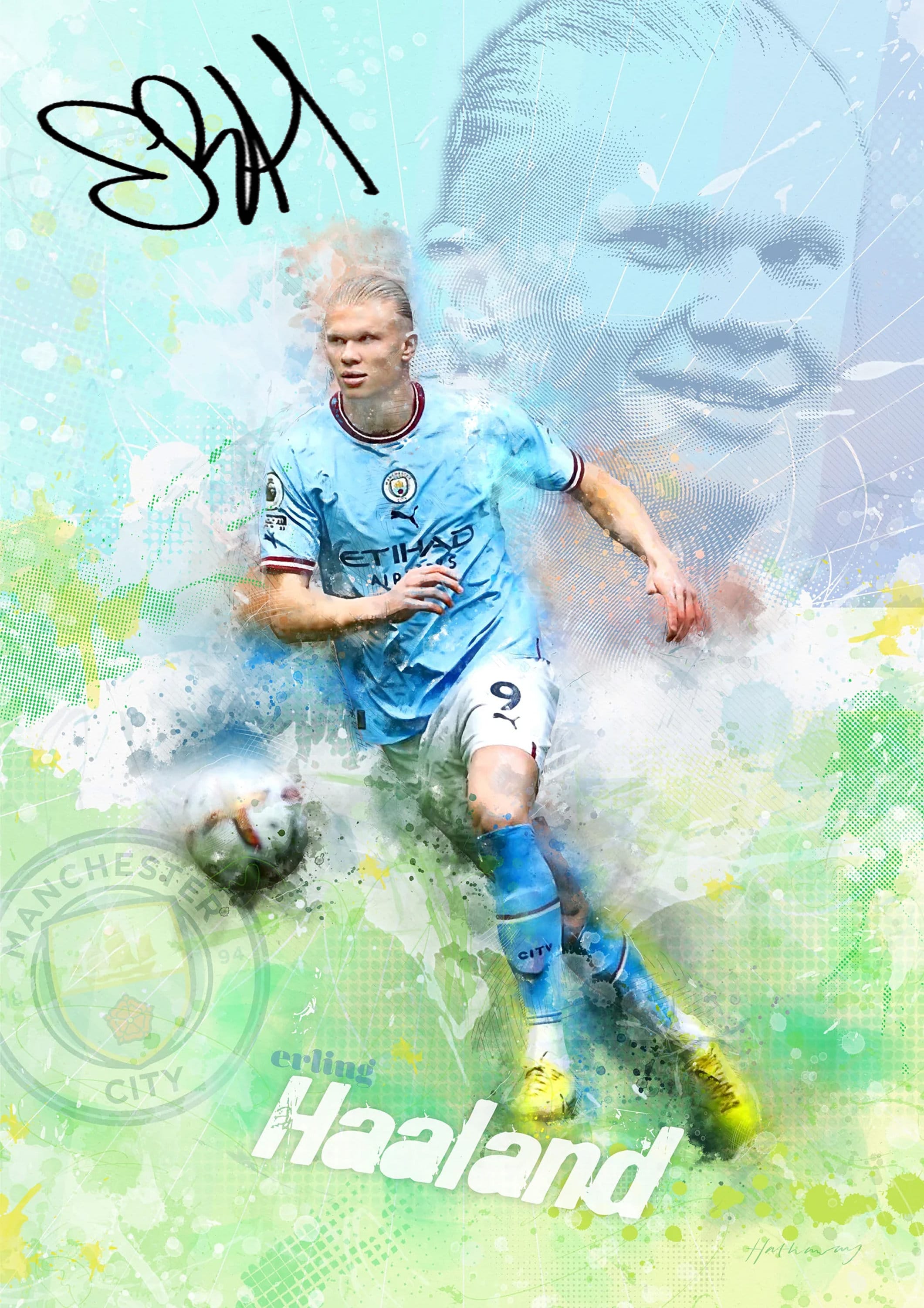 Erling Haaland Manchester City Signed Copy A4 Photo Print - Etsy UK