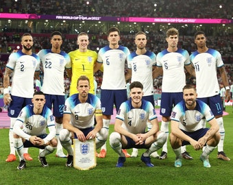 Equipo de fútbol de Inglaterra Copa Mundial Qatar 2022 A4 Impresión fotográfica