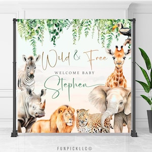 Jungle Animals Banner, Safari Animals Backdrop, Lion Wall Decor, Africa Sign, Custom banner, File for self-printing - ANI02