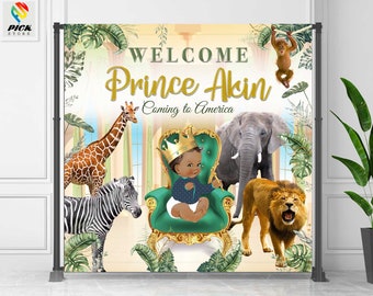 Jungle Baby shower Backdrop Safari Banner African jungle Custom Baby shower Welcome to America backdrop Jungle animals DIGITAL FILE | AFR02