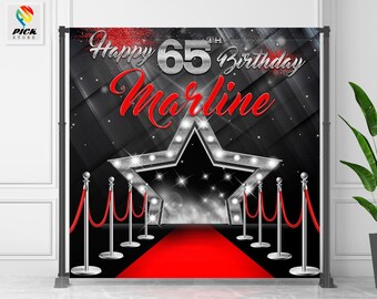 Red Carpet Birthday Backdrop: Elegant Hollywood Party Banner (Digital File)