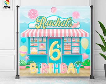 Bakery shop Backdrop | Baking shop Banner | Cake shop Party backdrop | Candy shop Happy Birthday | Candyland Backdrop | DIGITAL FILE | CL02