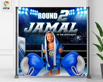 Boxing Backdrop First round Banner Little Champ Party Boxing Ring Photo backdrop Knockout Party Birthday  DIGITAL FILE | BOX03