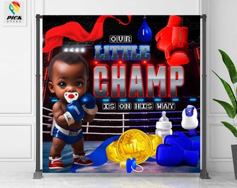 Little Prince Boxer  Baby shower Backdrop Boxing gloves Banner Knockout Baby shower Baby boxer backdrop Boxing ring DIGITAL FILE | BOX01