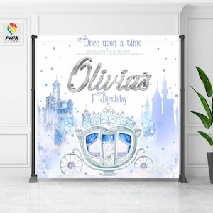 Once upon a time Backdrop | Princess carriage Banner | Princess Party backdrop | Cinderella  Photo backdrop | DIGITAL FILE | CA02