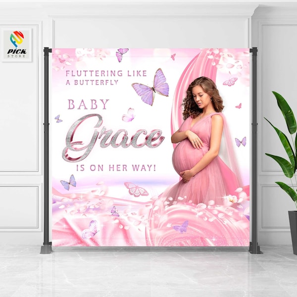 Butterfly Baby shower Backdrop Pink and Purple Butterfly Banner Custom backdrop Photo backdrop Butterfly baby sign DIGITAL FILE | BTF07