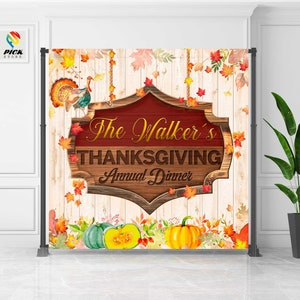 Thanksgiving Dinner Backdrop: Fall Harvest Banner (Digital File)