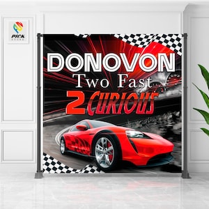 Red Race Car Backdrop | Cars Banner | Racing cars Party backdrop | Race track Photo backdrop |  Birthday backdrop | DIGITAL FILE | CAR02