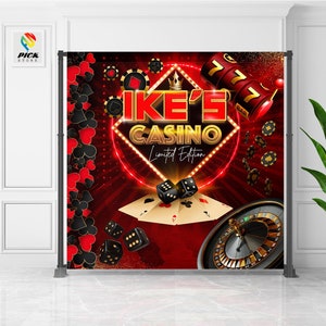 Casino Backdrop | Las Vegas Banner | Poker Party backdrop | Gambling Photo backdrop | Card games Birthday backdrop | DIGITAL FILE | CAS02