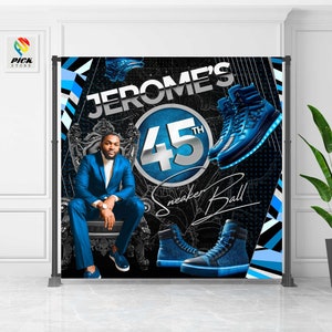 Sneaker Ball  Backdrop Black and Blue Banner Sneaker Birthday Backdrop Custom Photo backdrop  Banner Decor Birthday DIGITAL FILE | SNB05