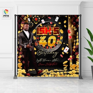 Casino Backdrop | Las Vegas Banner | Poker Party backdrop | Gambling Photo backdrop | Card games Birthday backdrop | DIGITAL FILE | CAS03