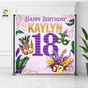 Mardi gras Backdrop Masquerade   Banner Carnival Mask Party Venetian mask Photo backdrop Fat Tuesday Birthday DIGITAL FILE | MSK01