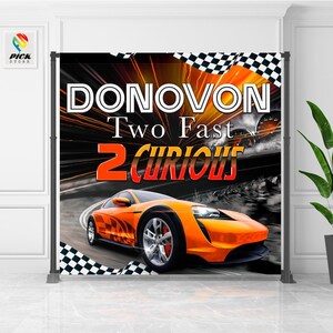 Orange Race Car Backdrop | Cars Banner | Racing cars Party backdrop | Race Photo backdrop |  Birthday backdrop | DIGITAL FILE | CAR02