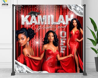 Red & Silver Prom Backdrop: Class of 2024 Send Off (DIY File)