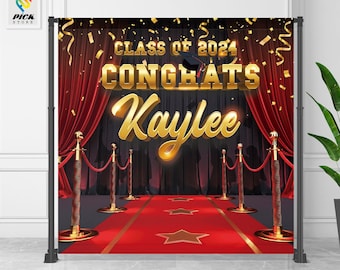 Personalized Graduation Backdrop: Red Carpet Class of 2024 (DYI FILE)